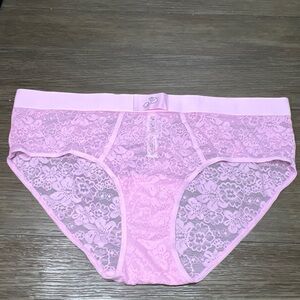 NWT Victoria's Secret PINK Floral Pink Lace Hip Hugger Lingerie Panty XL